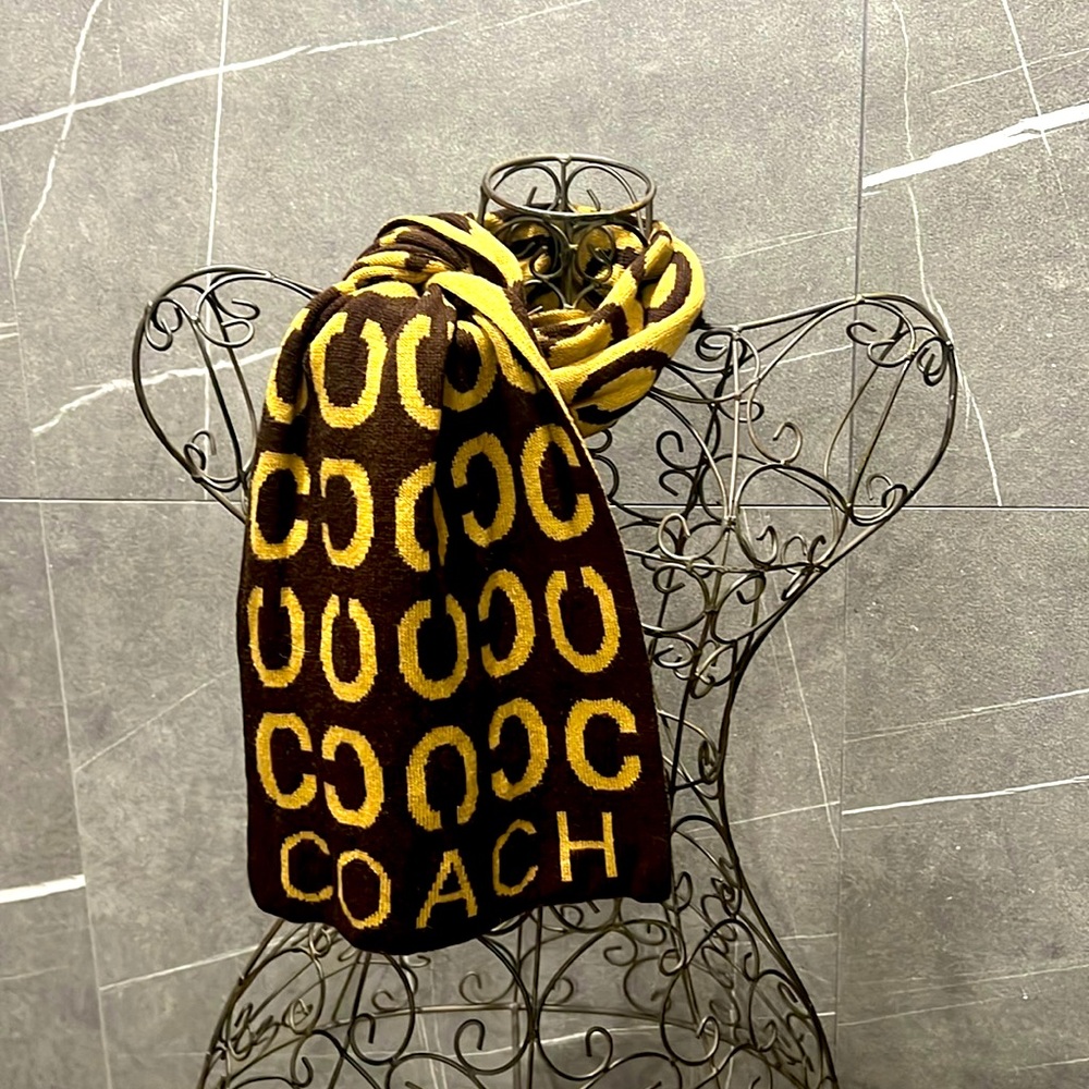 Coach scarf - with coach logo - brown and tan color